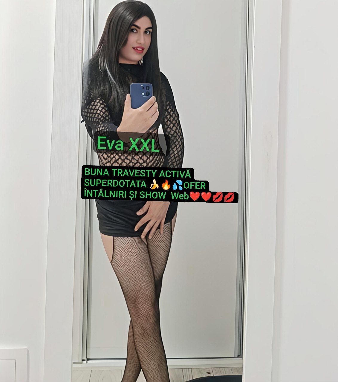 Bucuresti - Escorta Sexy - Eva travestita activa dotata XXL ACTIVA ACCEPT SI CUPLU OFER SI SHOWEB
